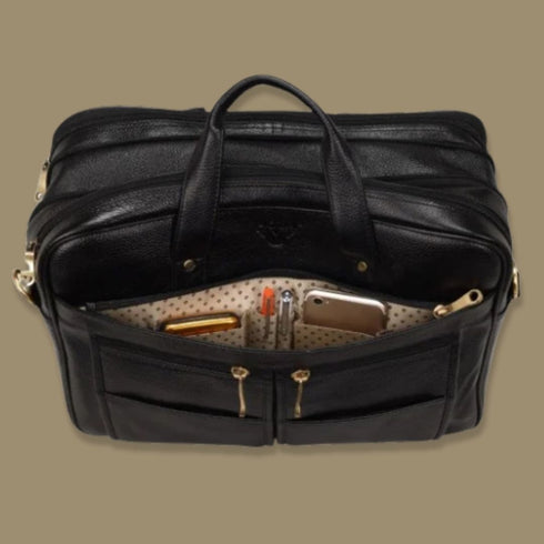 Nakul Genuine Leather Multiple Pocket Laptop Bag Mozri